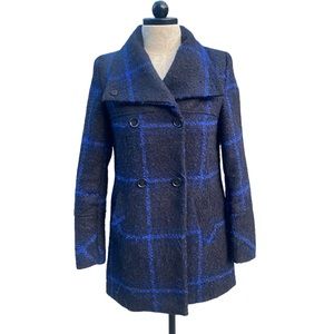 Navy plaid Boucle pea coat-small
